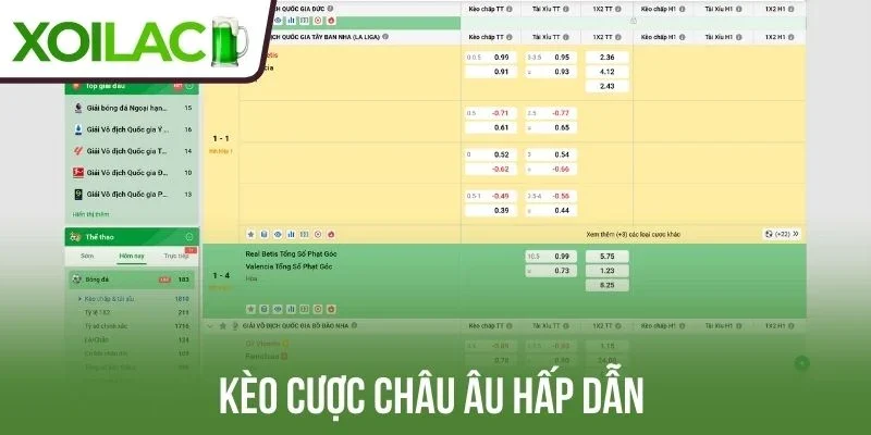 Kèo cược châu Âu hấp dẫn